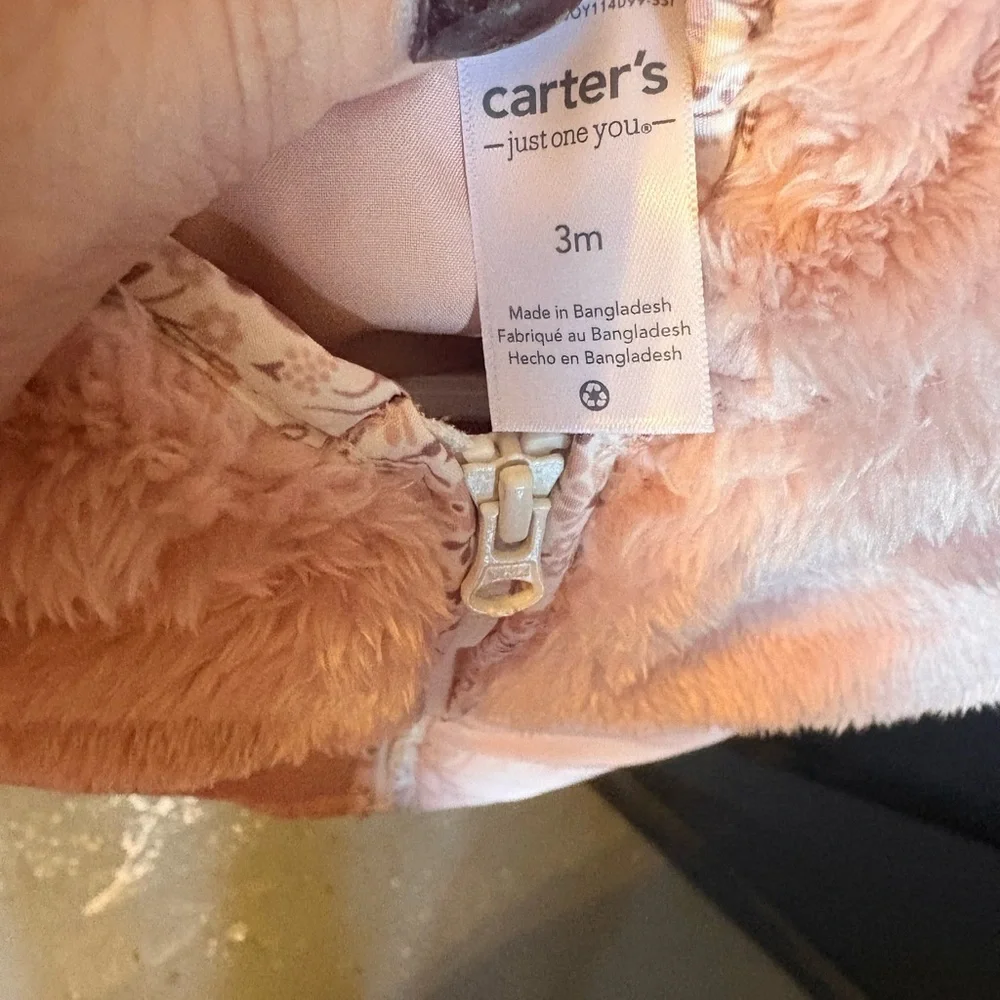 Carter's Light Pink Plush & Quilted Puffer Jacket